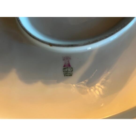 Antique T&V Limoges Platter 18" White Gold Greek Key Porcelain Serving Dish - Picture 4 of 4